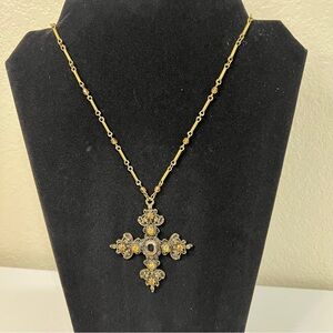 Elegant Gold and Silver Cross Pendant Necklace